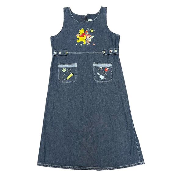 Vintage Winnie The Pooh Teacher Denim Maxi Dress - Picture 1 of 8